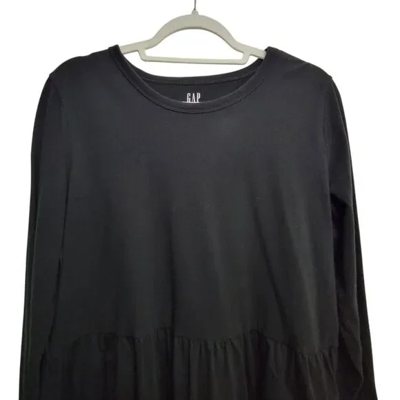 Gap Black Long Sleeve Peplum Top Size Medium - Picture 4 of 7